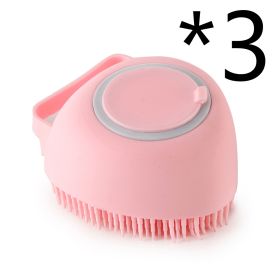 Silicone Dog Bath Massage Gloves Brush Pet Cat Bathroom Cleaning Tool Comb Brush For Dog Can Pour Shampoo Dog Grooming Supplies (Option: Pink 3PC-Heartshaped)