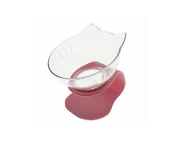 Cat Double Bowl Cat Food Bowl Protects Cervical Vertebra (Option: Single clear pink)
